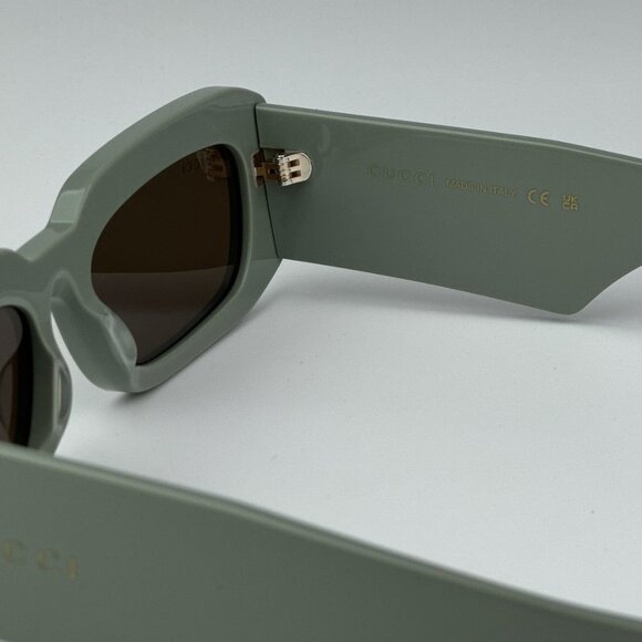 Gucci GG1426S 004 BRAND NEW Sunglasses Solid Sage Brown Unisex Rectangle - Picture 12 of 14
